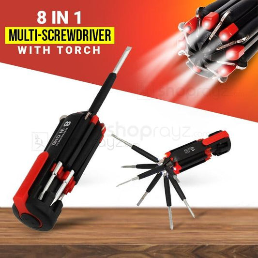 8 in 1 screwdriver with led torch